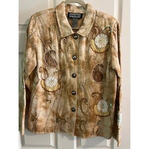 Indigo Moon Embellished Jacket Paisley Tie Dye Button Down Medium